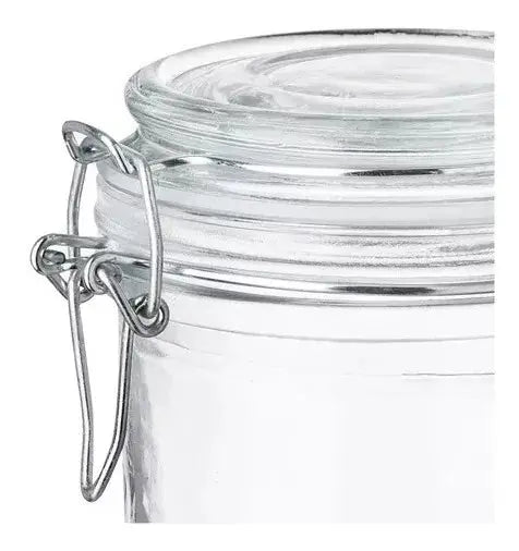 Juego 6 Frascos Especieros Vidrio Brocalitos Tapa Clip 200ml - Vittori - vista lateral