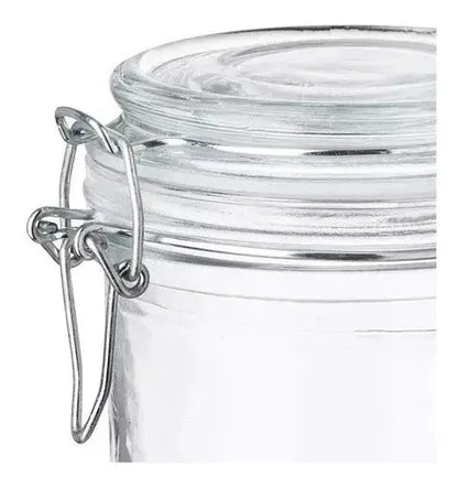 Juego 6 Frascos Especieros Vidrio Brocalitos Tapa Clip 200ml - Vittori - vista trasera