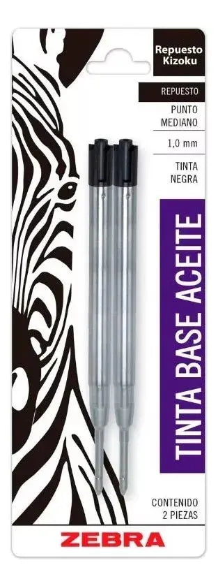 2 Piezas Repuesto Zebra Boligrafo Slide Kizoku Color Negro - Zebra