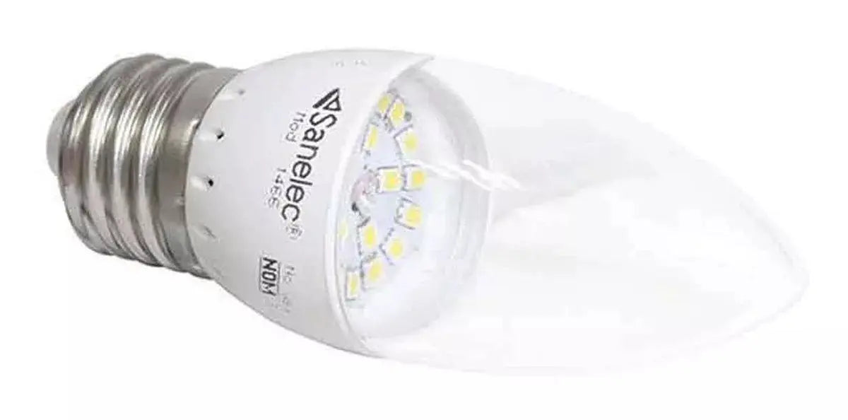 Foco Led 4w Sanelec Tipo Vela Luz Fria Base E27 - Sanelec - detalle