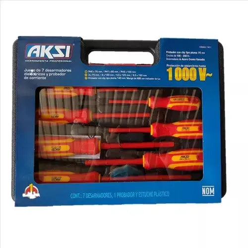 7pz Juego Desarmadores Dieléctricos Probador 1000v 114111 - AKSI