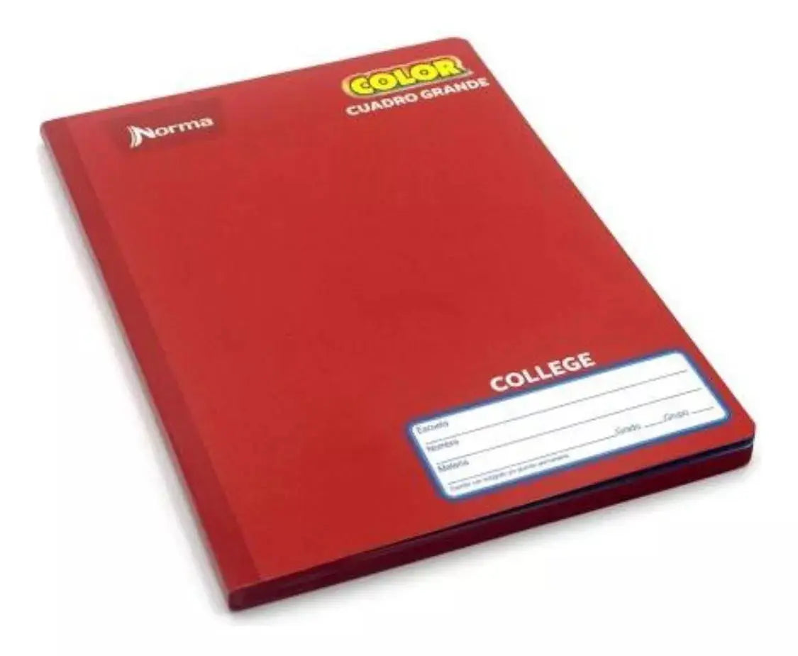 Cuaderno Rojo College 100 Hj Norma Color 360 Cosido Cuadro Grande - Norma - detalle