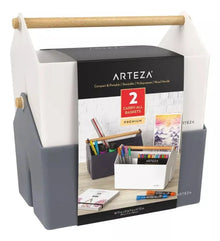 2 Cestas De Almacenamiento De Madera Arteza Gris Y Blanco - Coveme