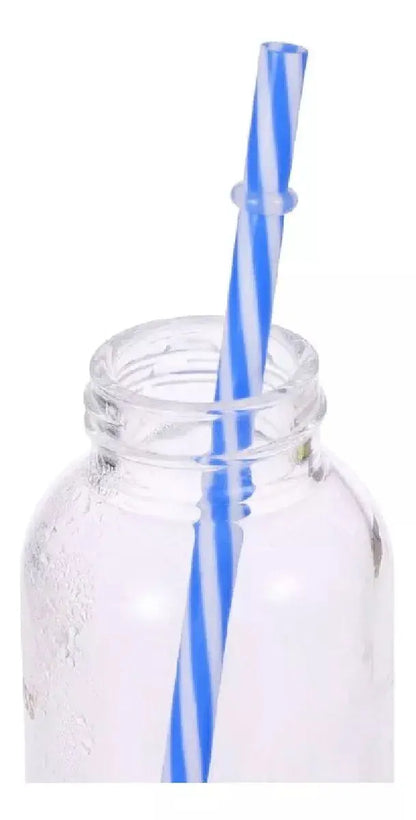 Popotes Mason Jar Colores Plástico Frasco Fiesta 12 Piezas Amarillo - Drink Lab - detalle