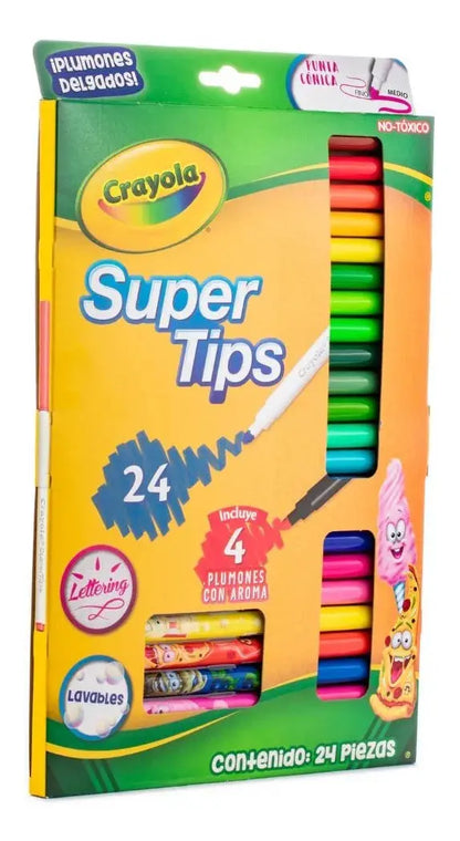 20 Plumones Super Tips + 4 Plumones Silly Scents Crayola 24 - Crayola - vista lateral