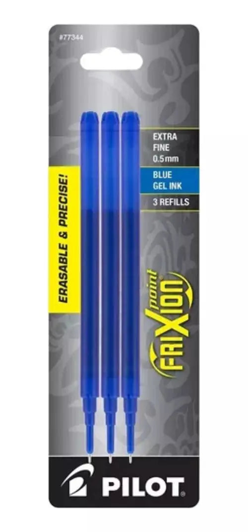 3 Repuestos Boligrafo Pilot Frixion Point Gel Borrable 0.5mm Azul - Pilot