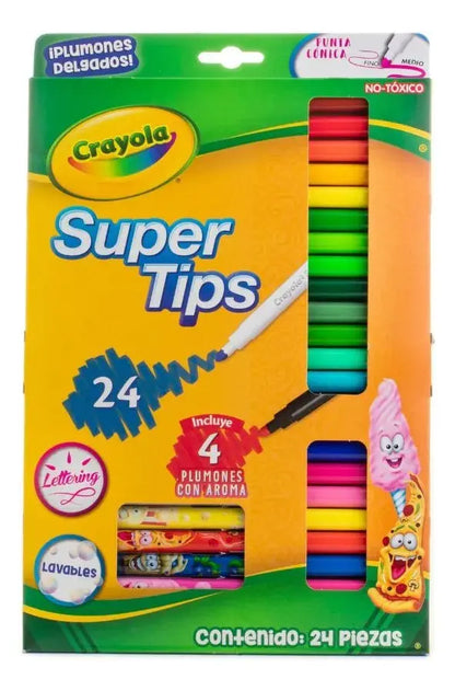 20 Plumones Super Tips + 4 Plumones Silly Scents Crayola 24 - Crayola - detalle