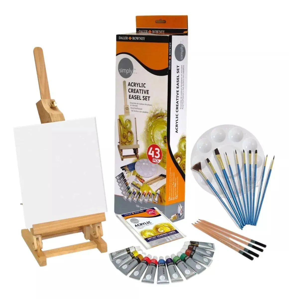 Set 43 Piezas Caballete Acrílico Daler Rowney Simply Creativo - Daler Rowney - vista lateral