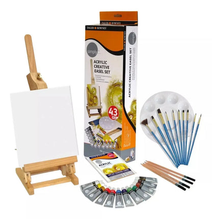 Set 43 Piezas Caballete Acrílico Daler Rowney Simply Creativo - Daler Rowney - vista lateral