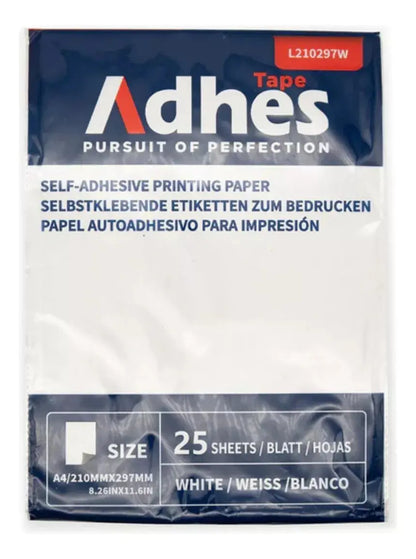 Papel Adhesivo Para Impresión Adhes Blanco Térmico 25 Hojas - ADHES