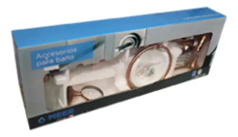 Juego Accesorios Baño 6 Piezas Meer Metal Color Oro Rosado - CNX - vista lateral