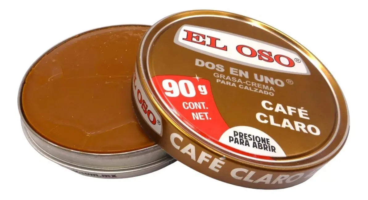 Grasa Dos En Uno El Oso De 90g Para Zapatos Color Café Claro - El oso - empaque