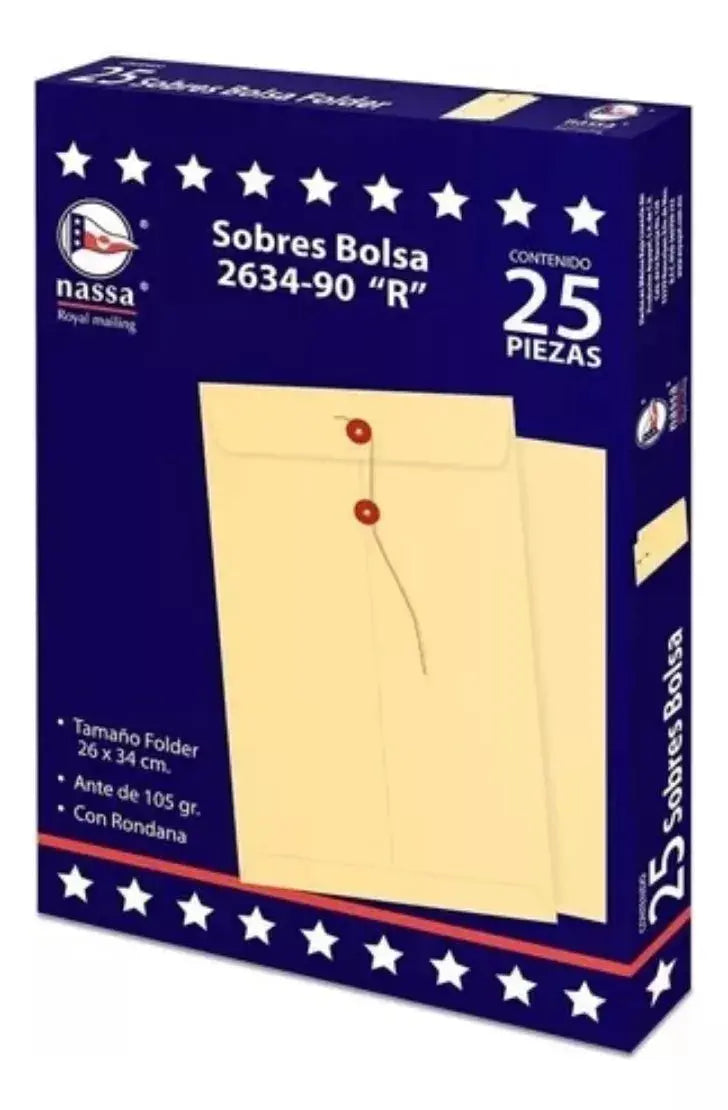 25 Sobres Bolsa Amarillo Nassa 26 X 34cms Rondana E Hilo - Nassa - vista lateral
