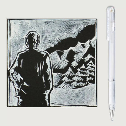 2 Boligrafo Tinta Blanca Gel Metalica Pentel Hybrid Gel Grip - Pentel - vista lateral