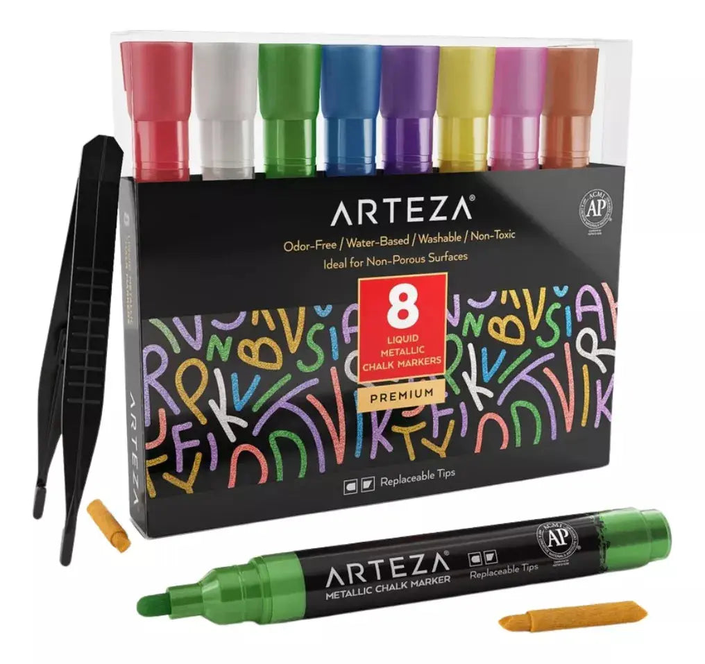 Set 8 Rotuladores Tinta Liquida Colores Metalicos Arteza - Arteza - vista lateral