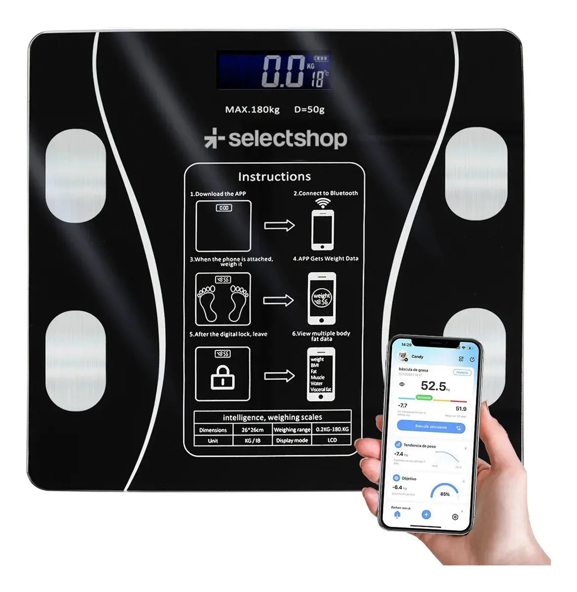 Báscula Digital Con Mediciones Y Bluetooth Adir - Adir