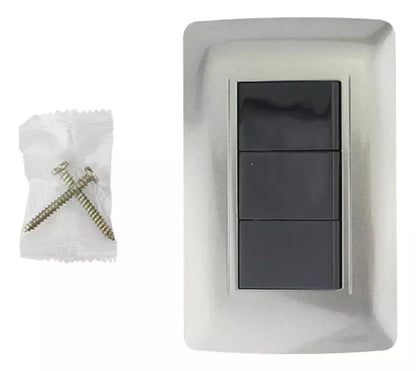 Apagador Triple Sanelec Placa Linea Toscana Graphite - Sanelec - empaque