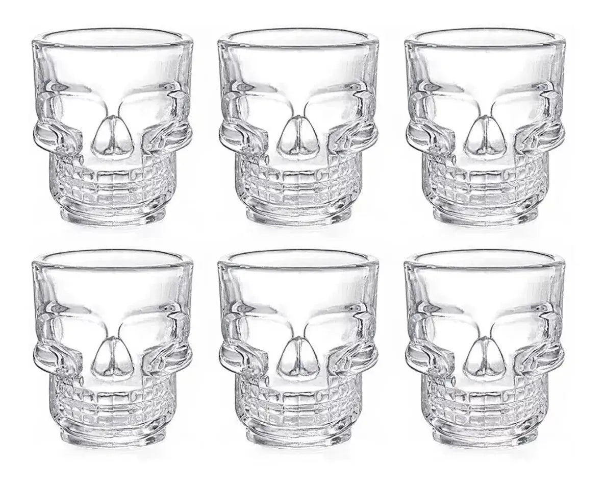 6 Pack Vaso Tequilero Shot Calavera Craneo Vidrio Escoge Mod Transparente - Vittori