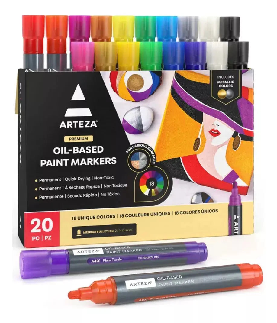 Set 20 Rotuladores Pintura Oleo Colores Metalicos Arteza - Arteza - detalle