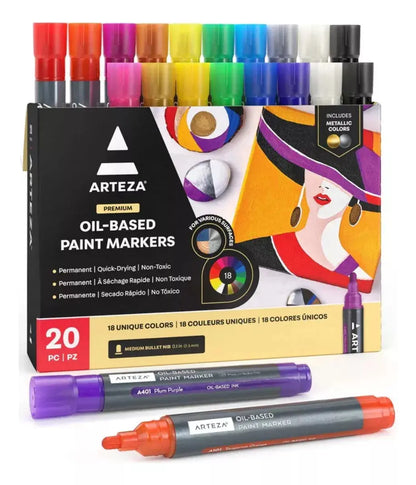 Set 20 Rotuladores Pintura Oleo Colores Metalicos Arteza - Arteza - detalle