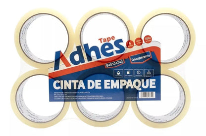 6pz Cinta Embalaje Transparente Adhes 50m Espesor 43 Empaque - Adhes - accesorios