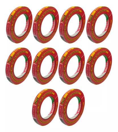 10 Pz Cinta Masking Tape Navitek Rojo 12mmx50m Automotriz - Offiland - vista lateral