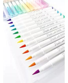 12 Plumones Marcadores A-ink Punta Tipo Pincel Color Pastel - Mae - empaque