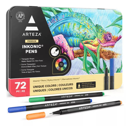 72 Boligrafos Fineliner Inkonic 0.4 Mm Colores Arteza - Coveme - empaque