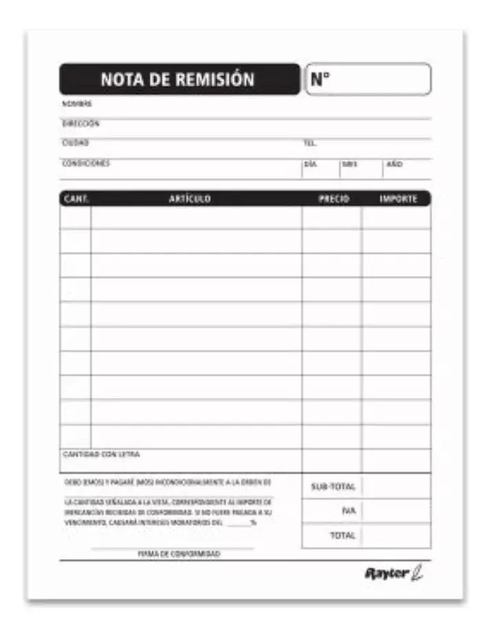 6 Block Nota Remisión Rayter Triplicado 1/4 /17 Juegos C/u - Rayter - empaque