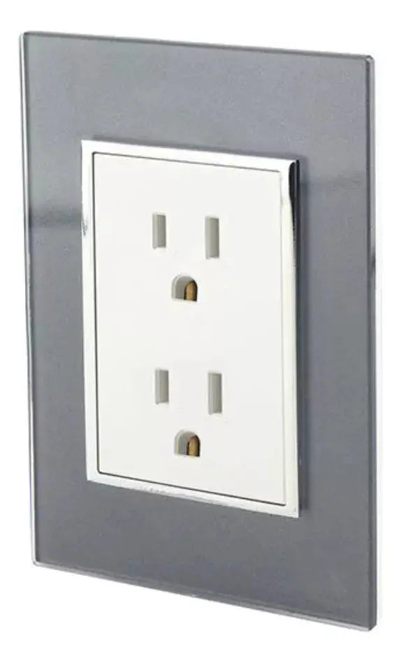 2 Pzs Placa Venecia Humo Sanelec Contacto Doble - Sanelec - detalle