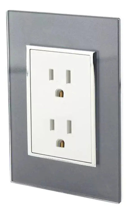 2 Pzs Placa Venecia Humo Sanelec Contacto Doble - Sanelec - detalle