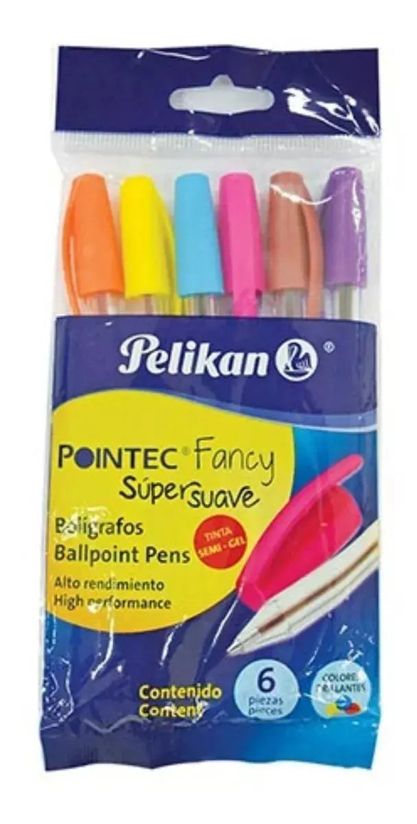 6 Plumas Boligrafos Colores Surtidos Tinta Semi Gel Pelikan - Pelikan