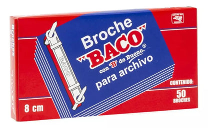 Caja 50 Piezas Broche Baco Metalico 8cm Documentos Papeleria - BACO - empaque
