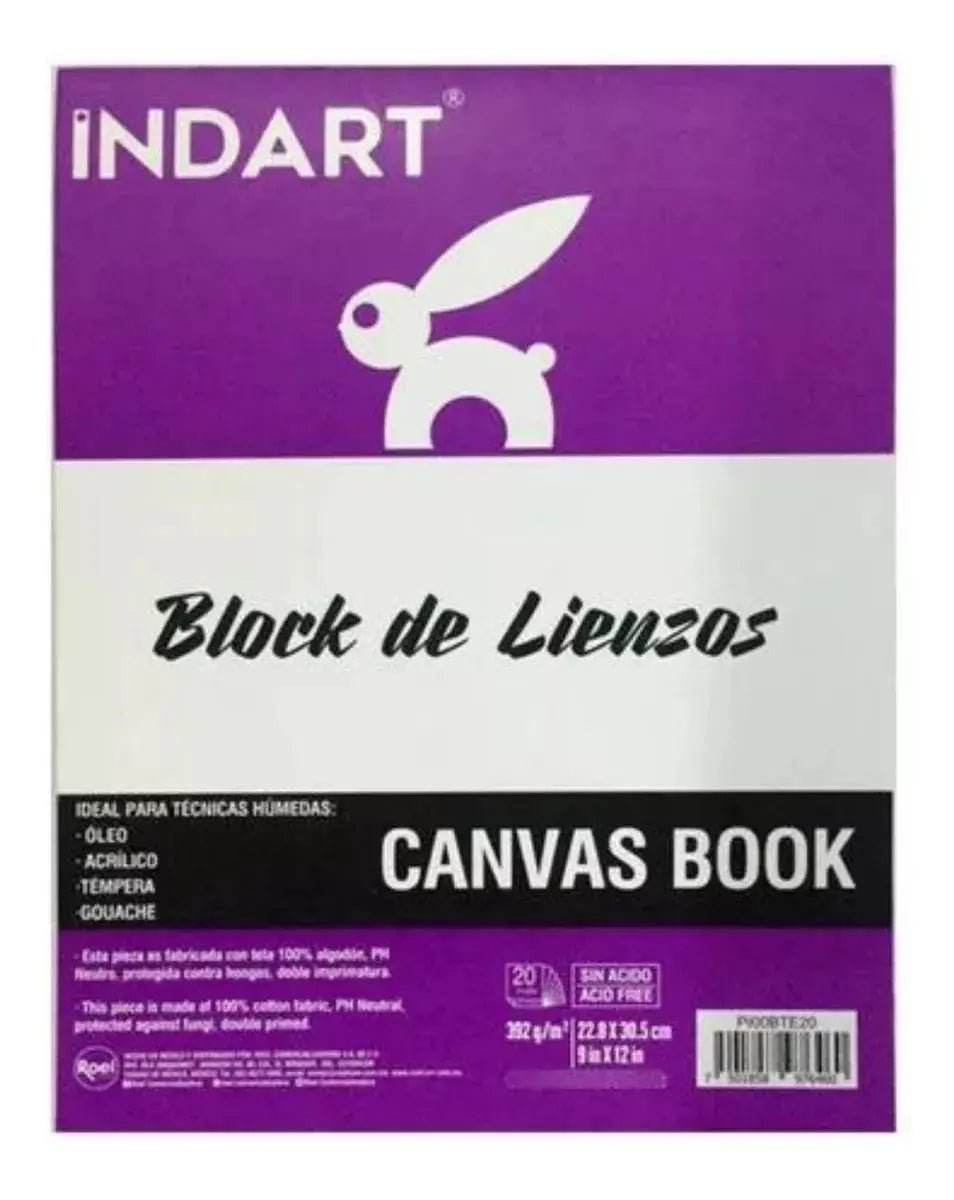 Block Lienzos 20 Hojas Indart Tela Canvas Book 22.8 X 30.5cm - Roel