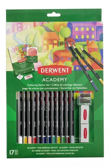 Set Inicio 12 Colores + Block Dibujo + Borradores Derwent - derwent - vista trasera