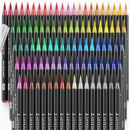 Set 96 Brush Pen Colores Dibujo Plumón Punta Pincel Arteza - Coveme - vista lateral