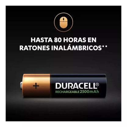 Pack 4 Pilas Recargables Aa Duracell De 2500 Mah 1.2v - Duracell - vista lateral