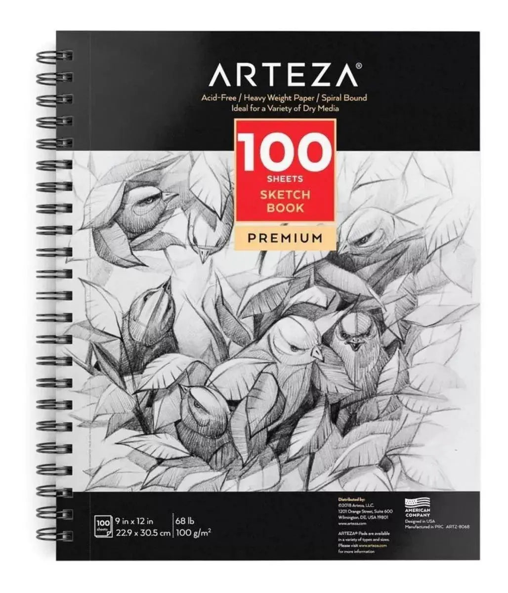 Cuaderno Dibujo Espiral 100h Microperforado 22.9x30.5 Arteza - Coveme - vista lateral