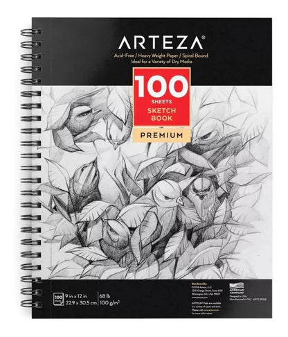 Cuaderno Dibujo Espiral 100h Microperforado 22.9x30.5 Arteza - Coveme - vista lateral