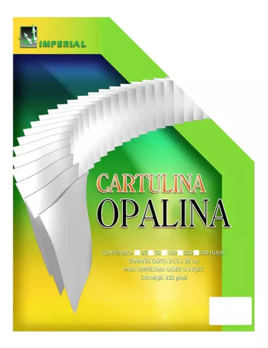 100hjs Cartulina Opalina Imperial 225 Grs T/c Lino Blanco - Imperial