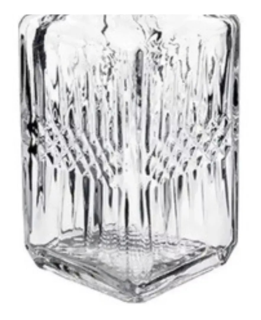2 Pz Licorera Cuadrada Grande Rodas 750ml Vidrio Cristal - Vittori - vista trasera