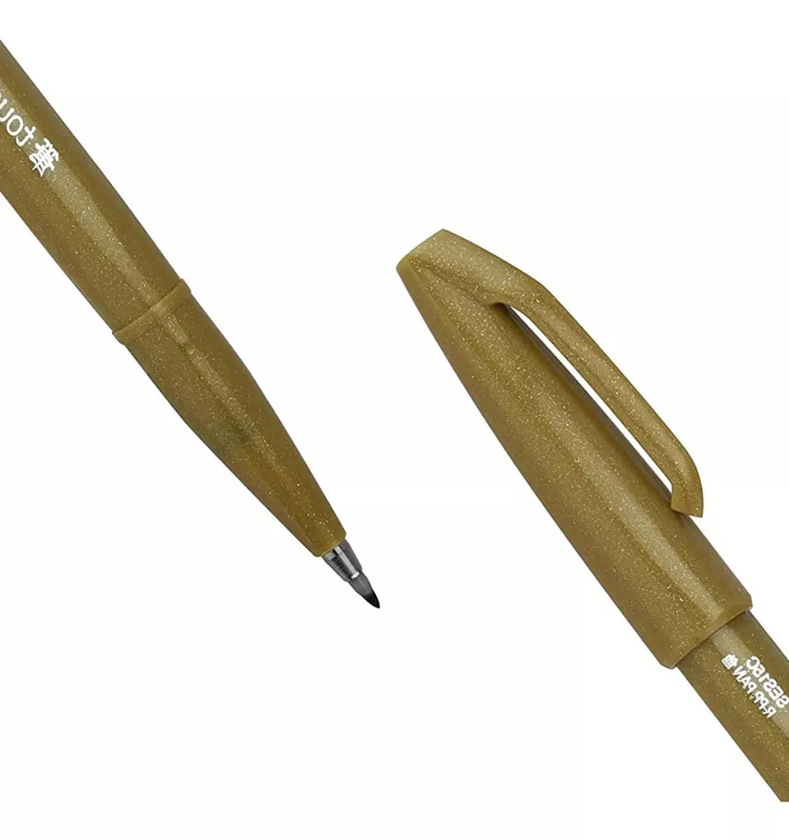 6 Plumas Brush Up Pentel Marcadores Punta Fieltro Tinta Ocre - Sanelec - vista lateral