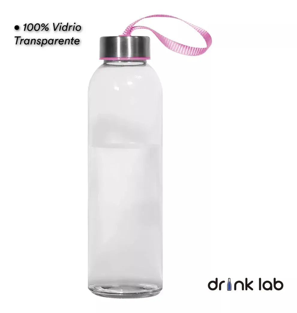 Botella Vidrio Funda Neopreno Agua Sport 600 Ml Resistente Rosa Chicle - Drink Lab - uso
