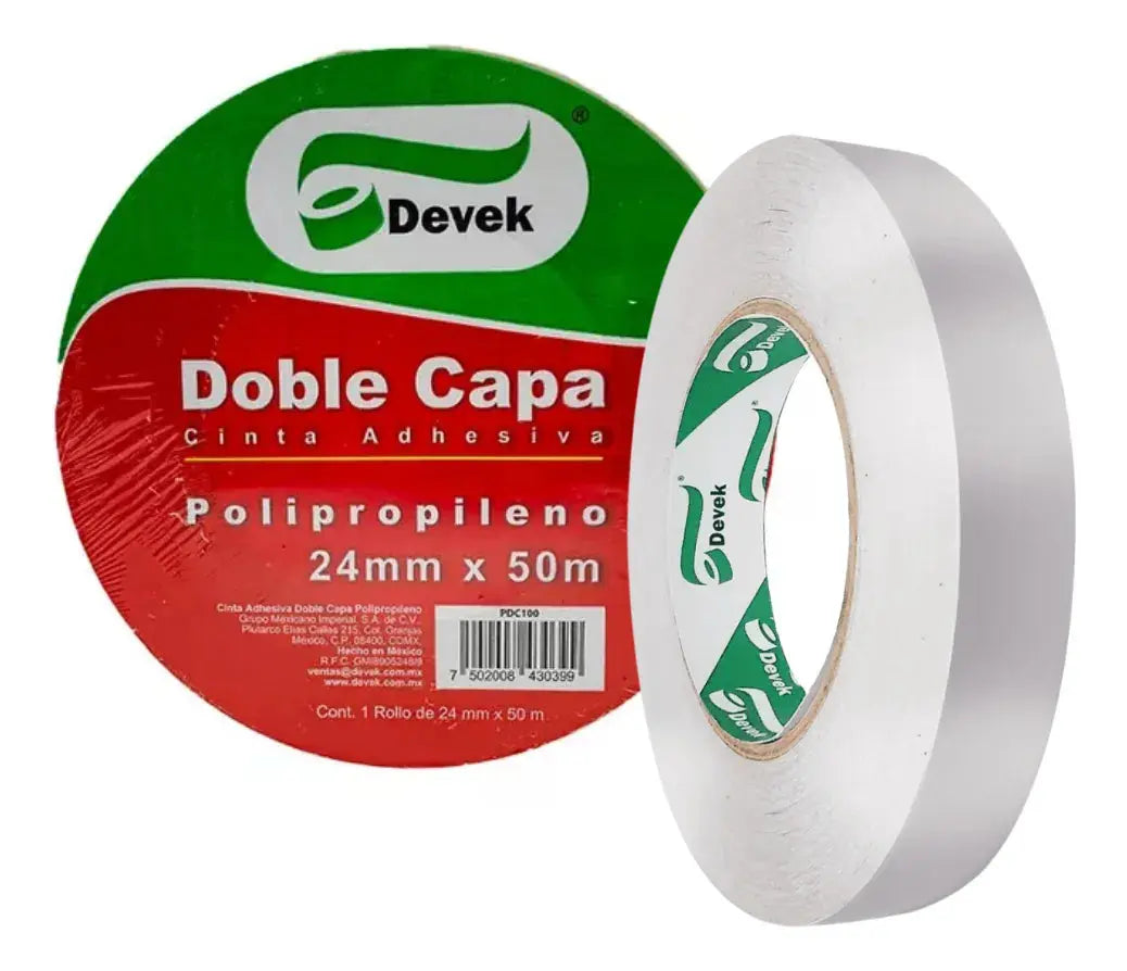 Cinta Adhesiva Doble Capa Polipropileno de 24x50 Devek - Devek