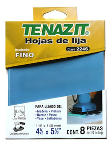 8 piezas Paquete de hojas de lija Tenazit grano 220 de 115 x 140 mm 1/4 HOJA TSA2C - Austrodiam