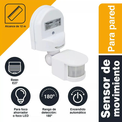 Sensor De Movimiento Sanelec De Pared Ajustable 0058 - Sanelec