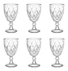 6 Copas Vidrio Labrado Cristal Libia Vino Tinto Blanco - Vittori