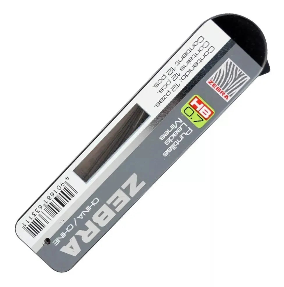 12 Piezas Puntillas Zebra Grafito Hb 0.7mm Caja Portaminas - Zebra