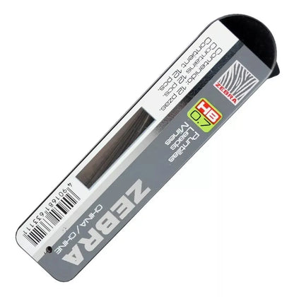 12 Piezas Puntillas Zebra Grafito Hb 0.7mm Caja Portaminas - Zebra