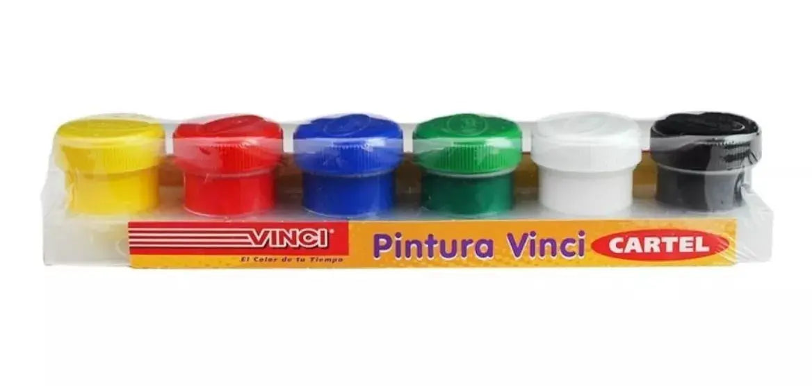 Pintura Cartel Escolar Vinci 6 Colores Básicos Niños 25ml - Vinci - vista lateral